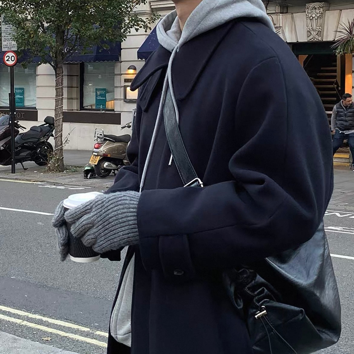 Knee-Length Wool Tweed Coat