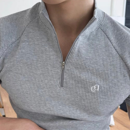 Textured Half-Zip Fitness T-Shirt