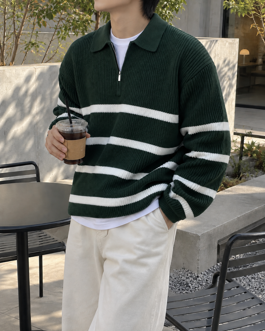 Half-zip knit sweater