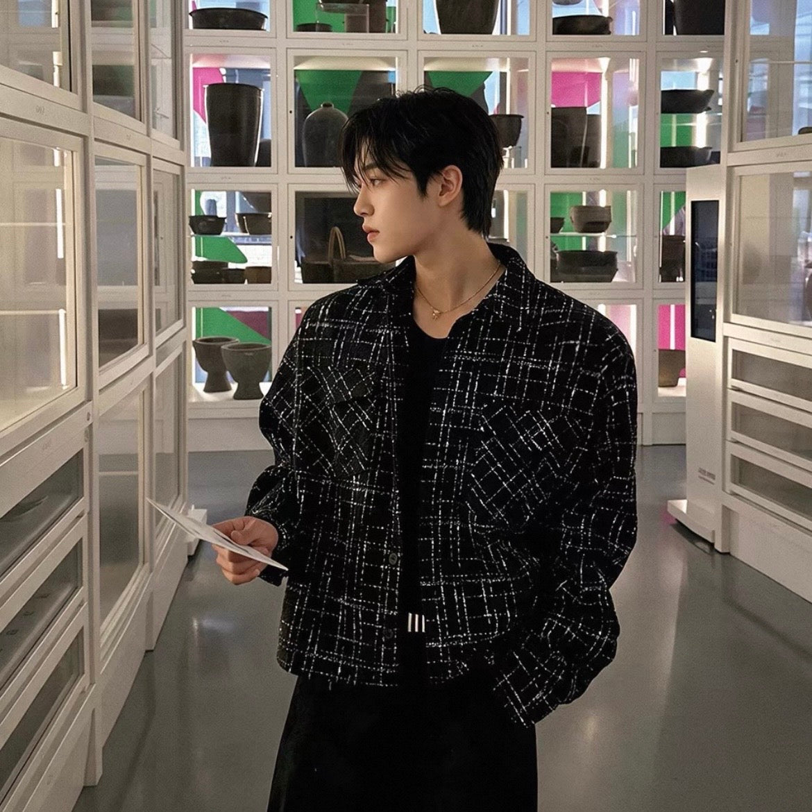 Black Check Tweed Jacket