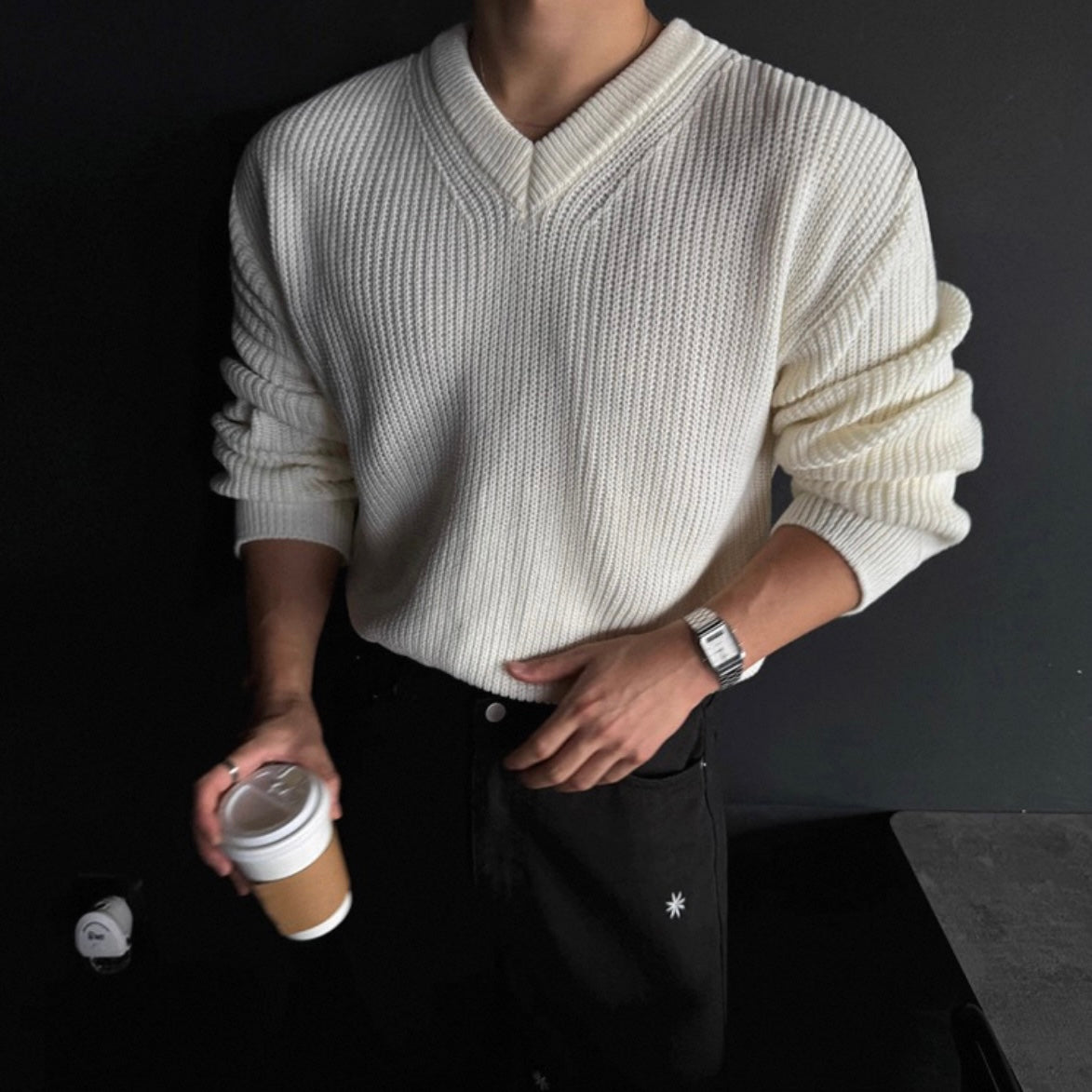 Men's V-Neck Knit Sweater