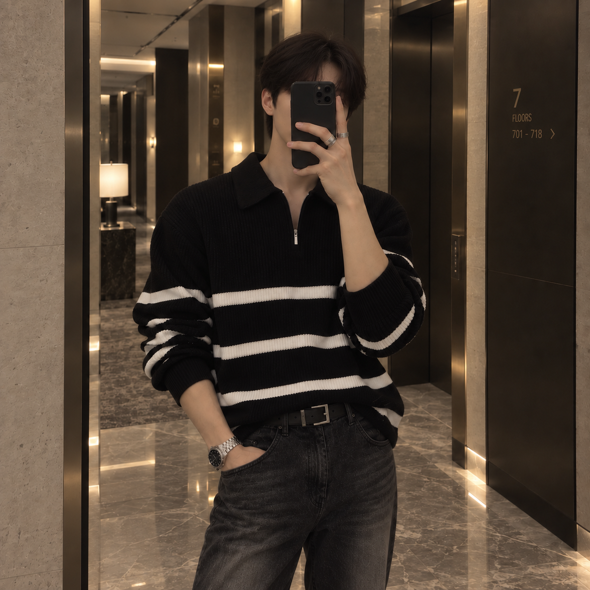 Half-zip knit sweater