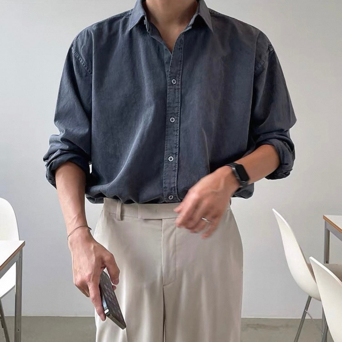 Korean Loose-Fit Denim Shirt