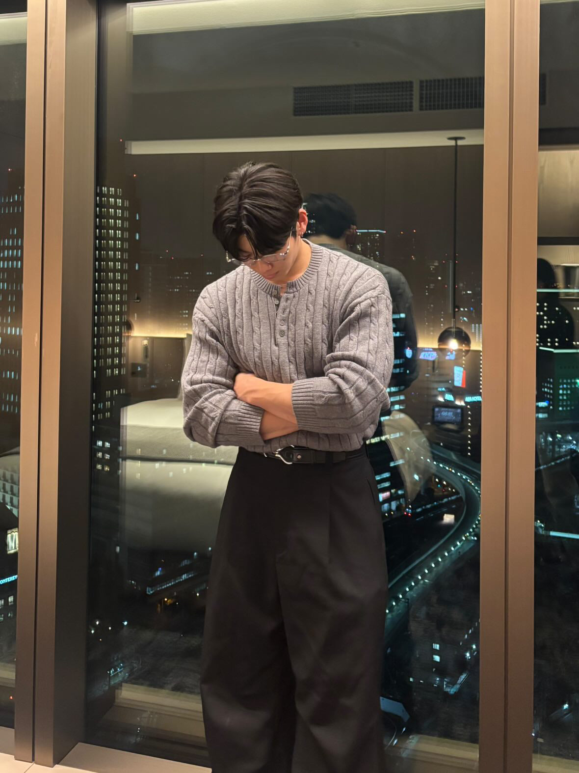 Henley Neck Knit Sweater