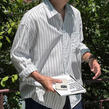 Textured Stripe Relaxed Shirt
