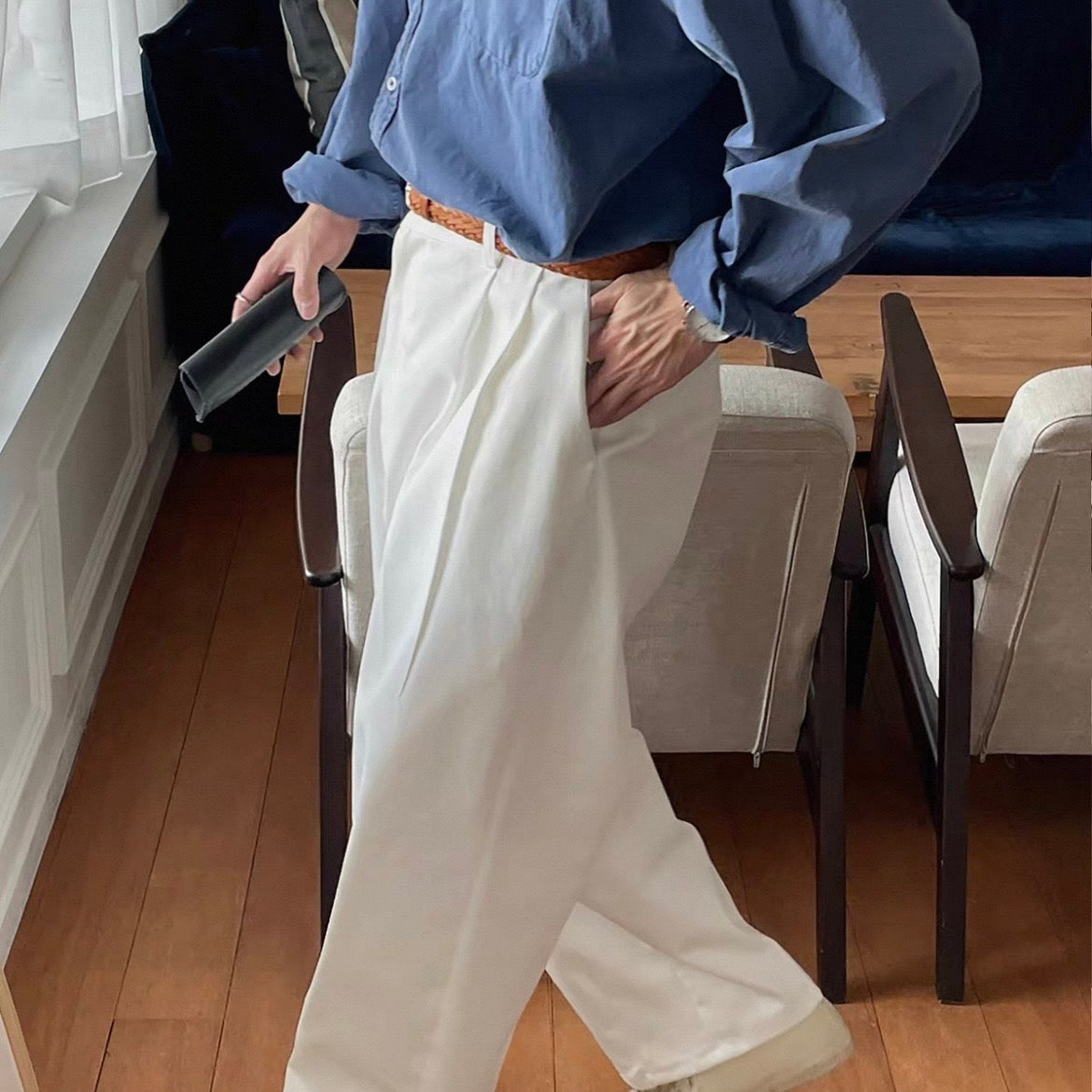 Clean Wide Tuck Pants