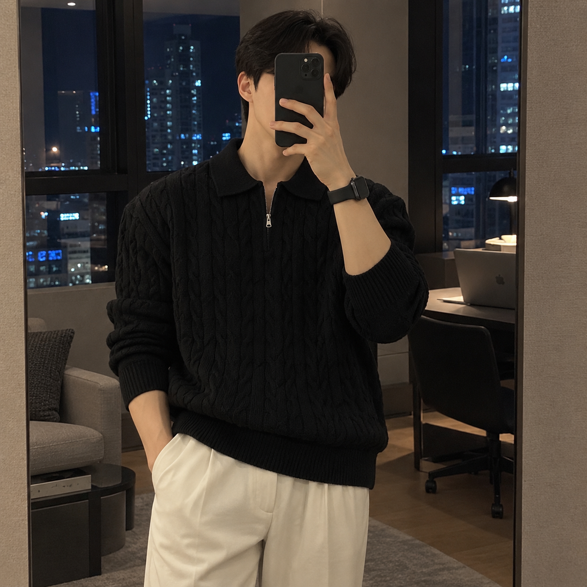 Model Zip Knit Sweater
