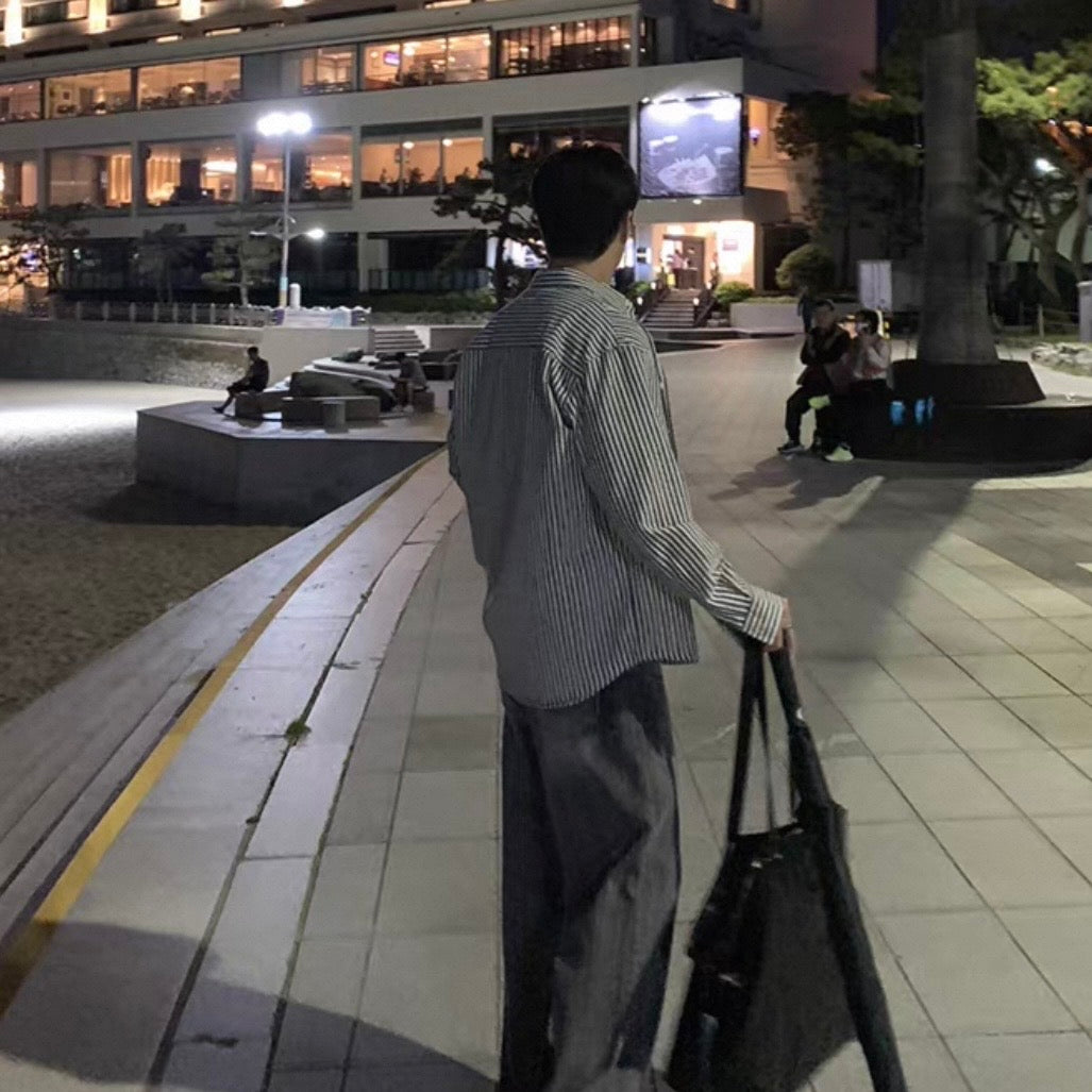Oversized Striped Shirt Jacket
