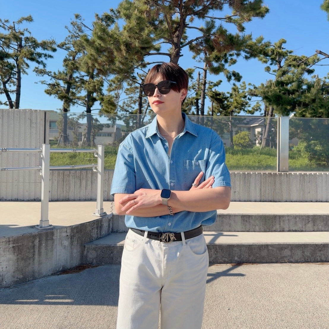 Retro Wash Denim Summer Shirt