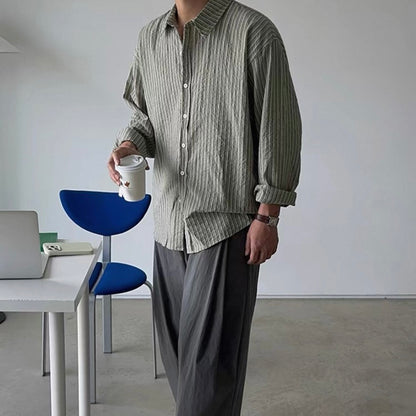 Korean-Style Striped Casual Shirt