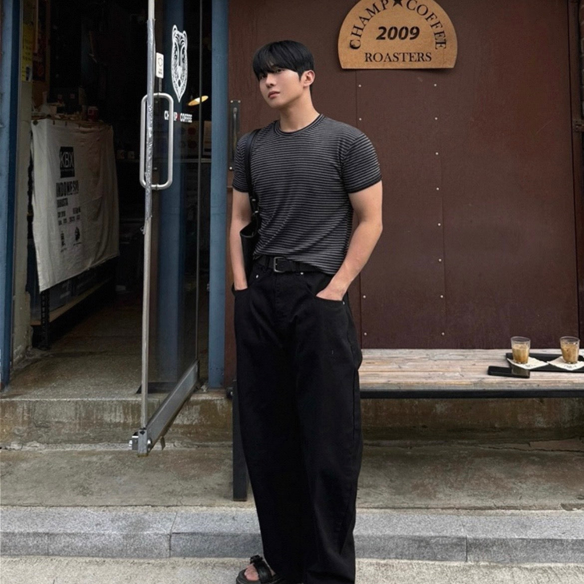 Korean Striped Cotton T-Shirt