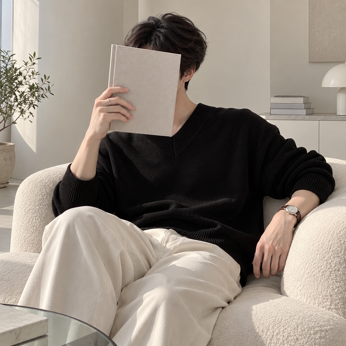 V-Neck Design Knit Sweater