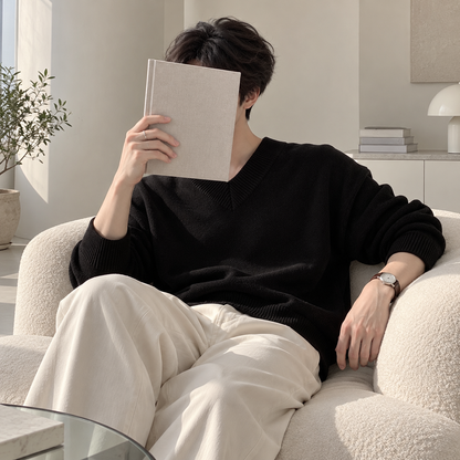 V-Neck Design Knit Sweater