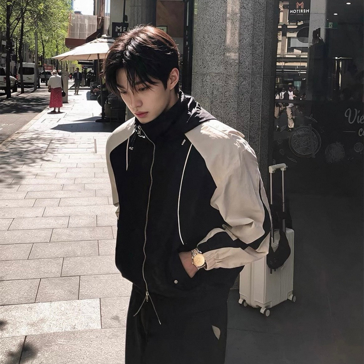 Contrast Piping Track Jacket