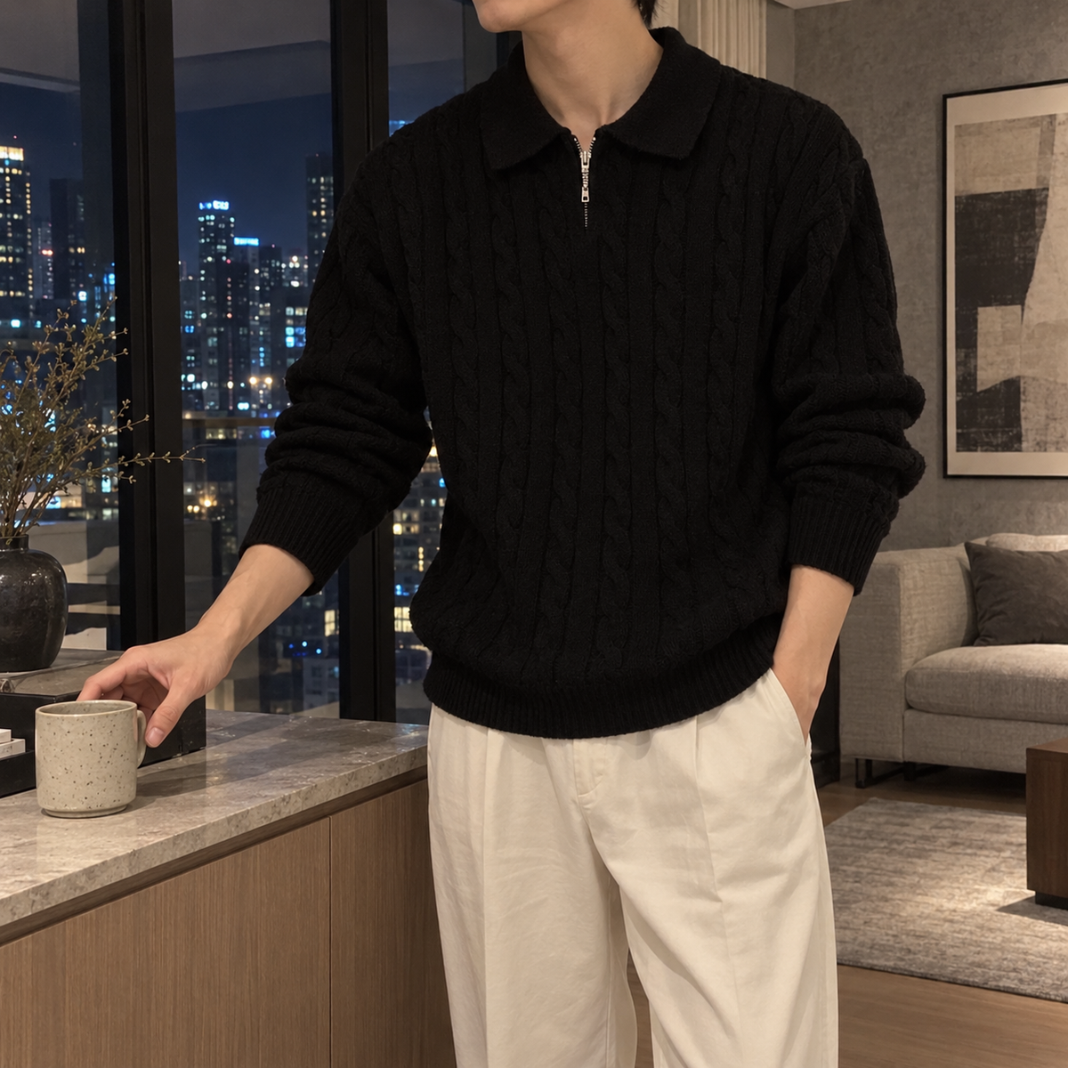 Model Zip Knit Sweater