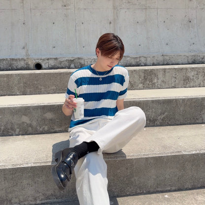 Retro Color Clash Knit Tee