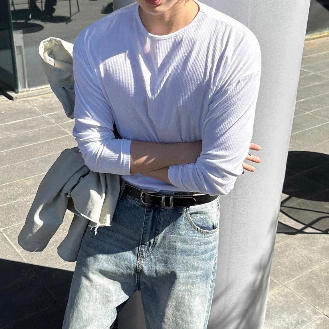 Minimal Ribbed Long Sleeve Tee