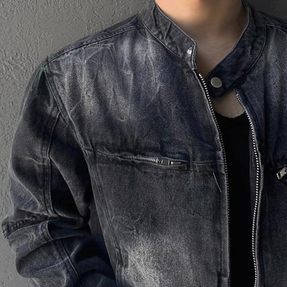 Vintage Wash Collarless Jacket