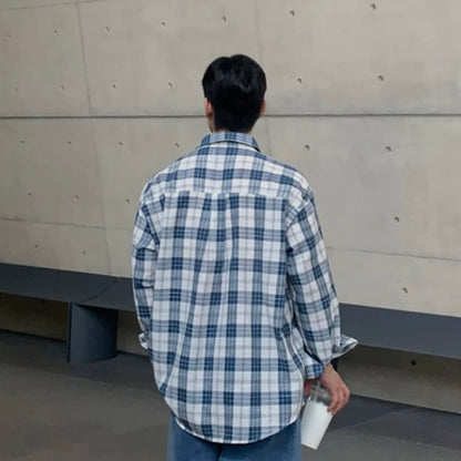 Casual Blue Plaid Shirt