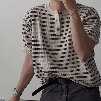 Casual Striped Knit T-Shirt