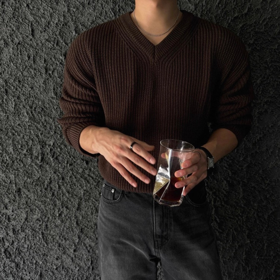 Men's V-Neck Knit Sweater