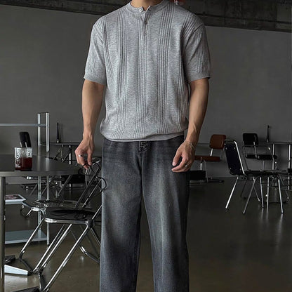 Casual Stripe Knit T-Shirt