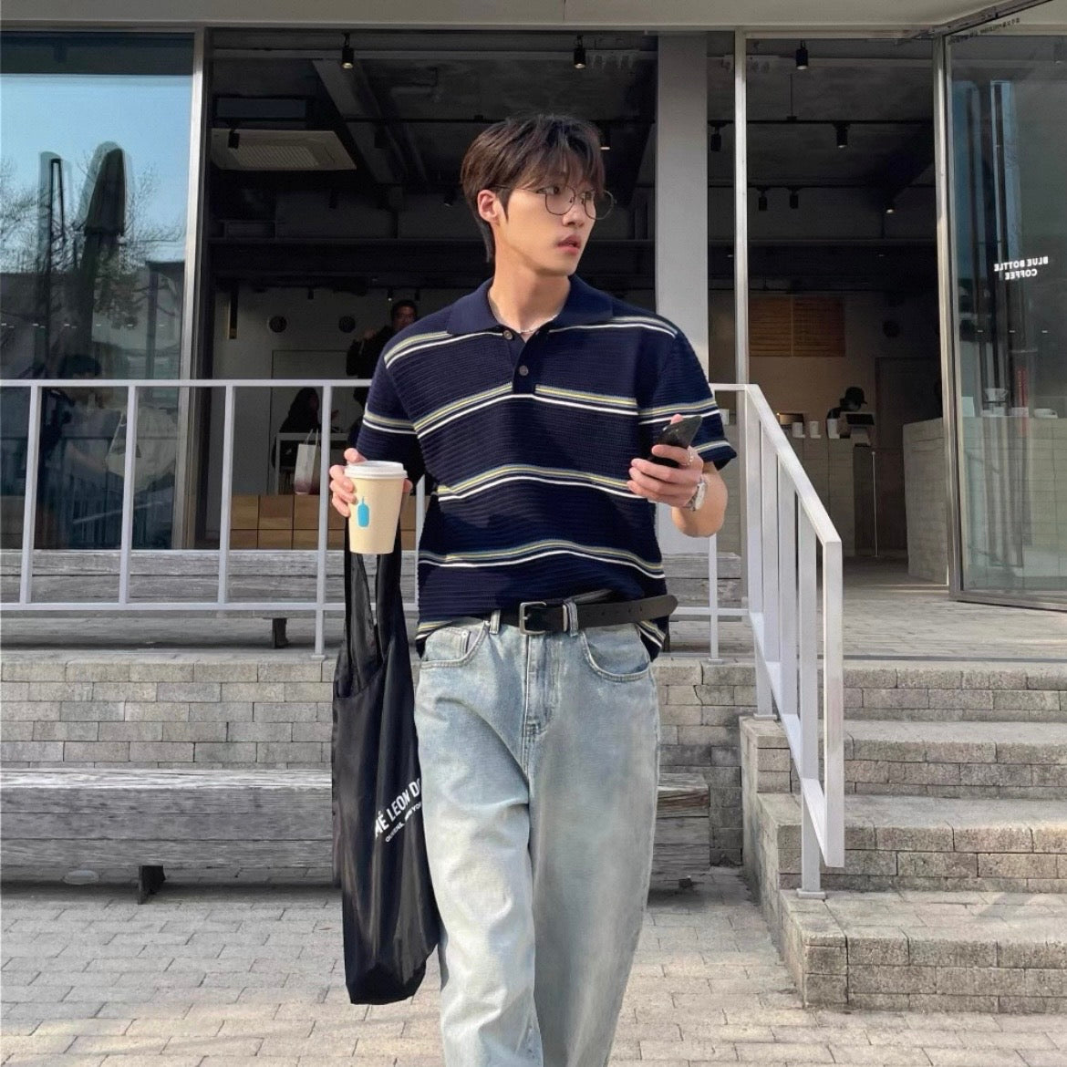 Loose-Fit Color-Block Polo Shirt