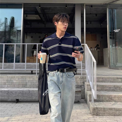 Loose-Fit Color-Block Polo Shirt