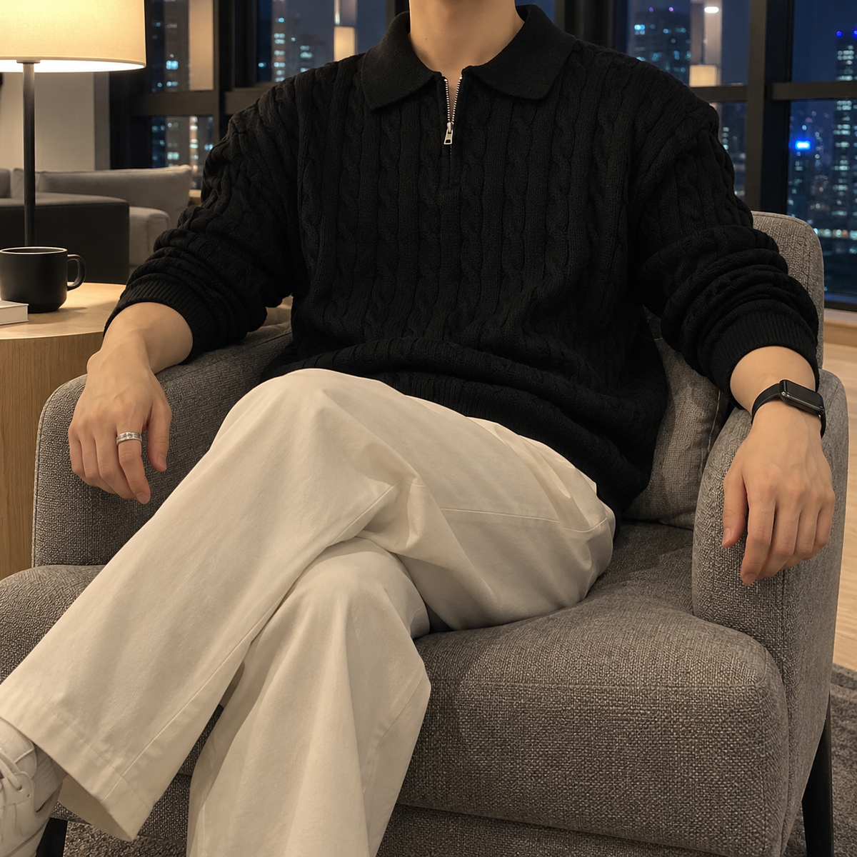 Model Zip Knit Sweater