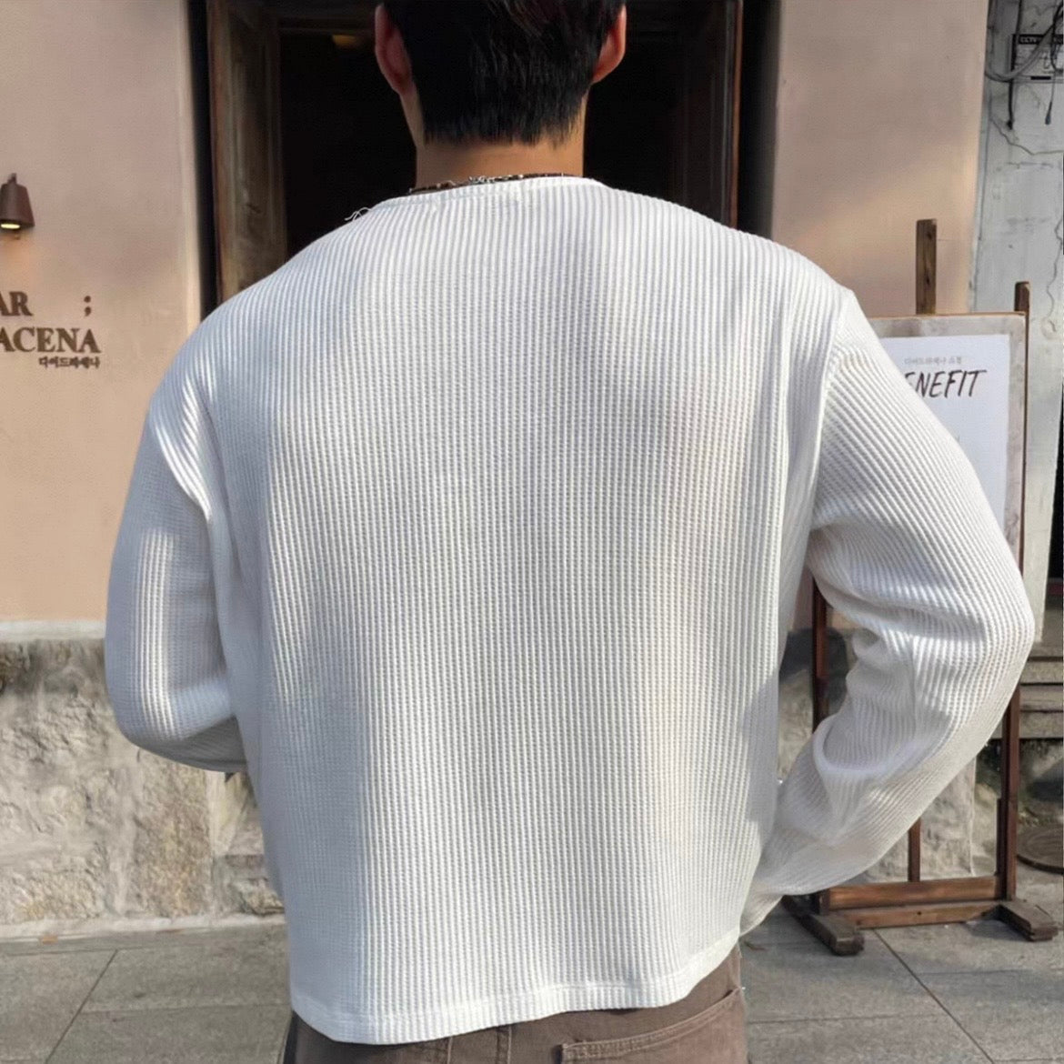 Textured Rib Long Sleeve Tee