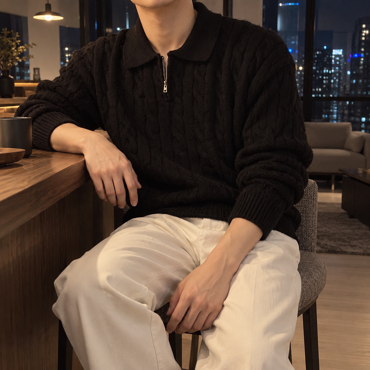 Model Zip Knit Sweater