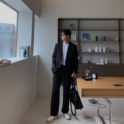 Casual Solid Color Jacket Setup
