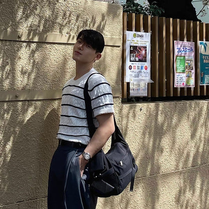 Casual Striped Knit T-shirt