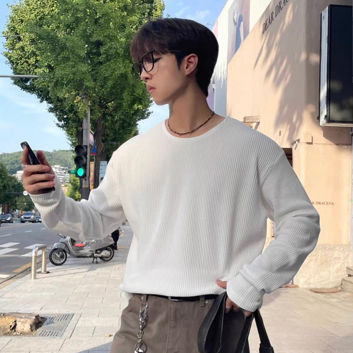 Textured Rib Long Sleeve Tee