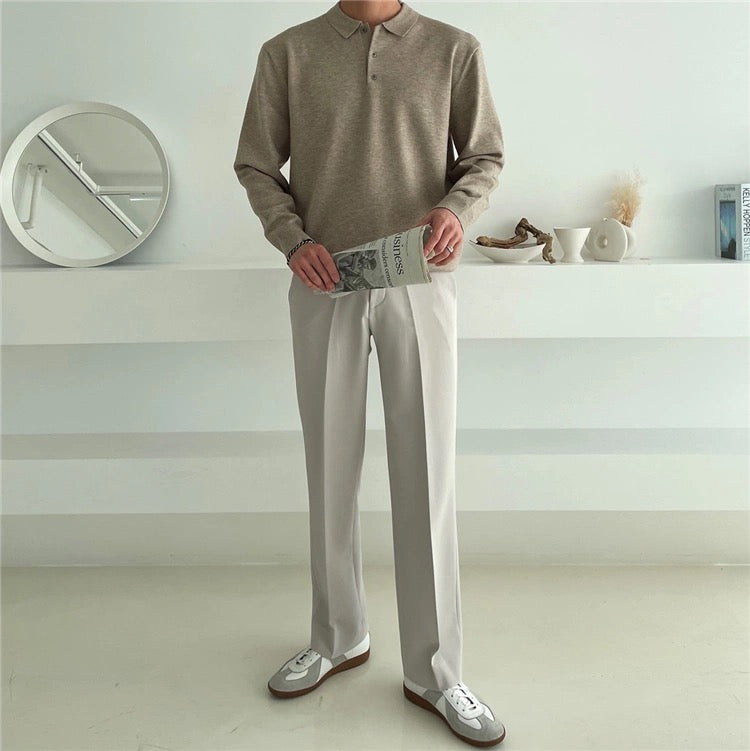 Straight casual plain pants