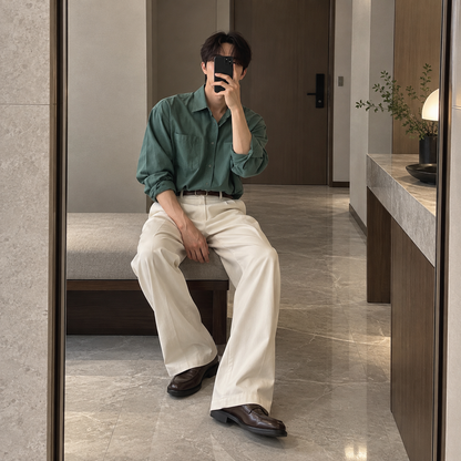Handsome lapel simple long-sleeved knit