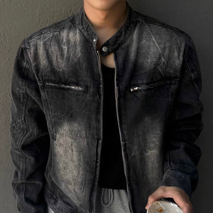 Vintage Wash Collarless Jacket