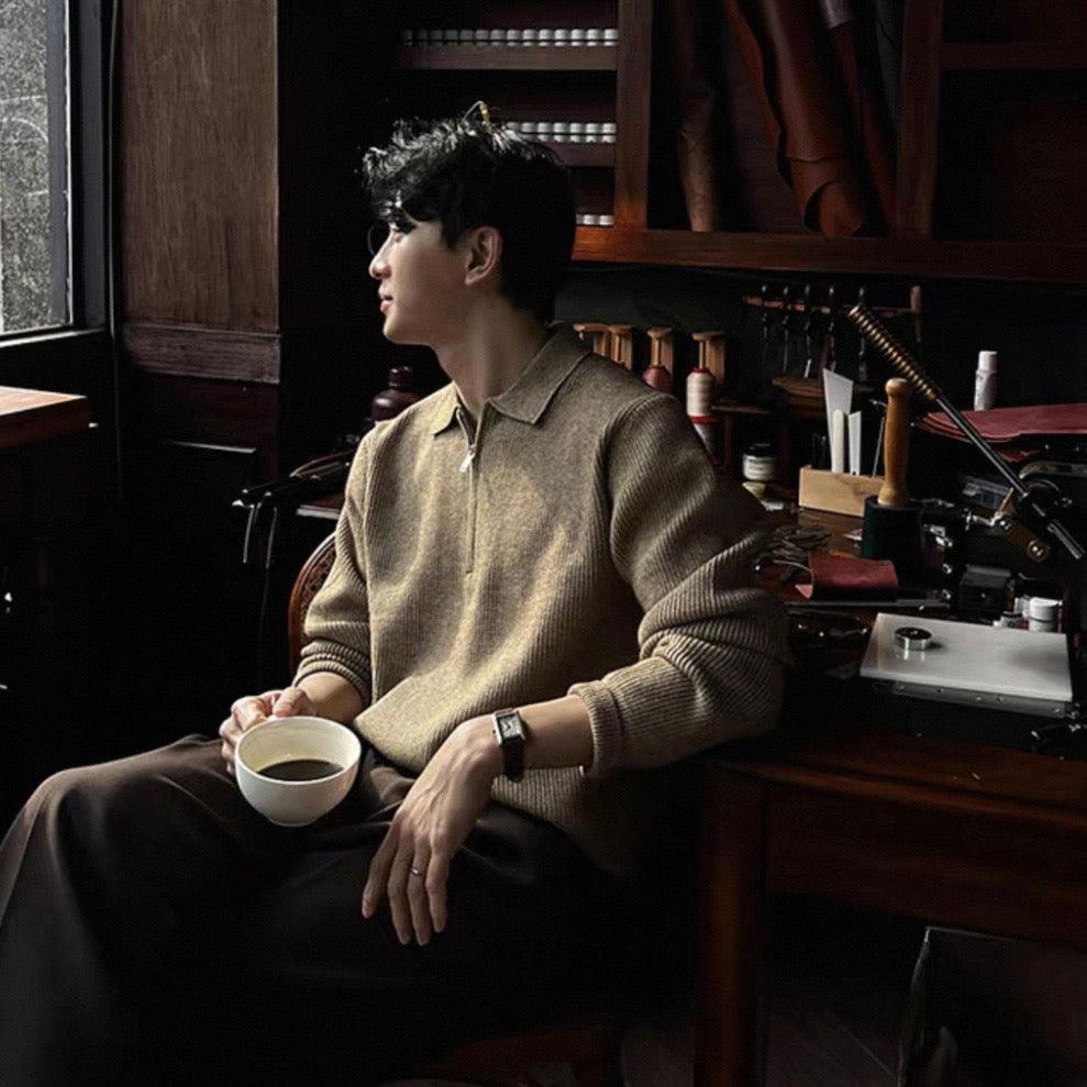 Lazy Half-Zip Knit Sweater