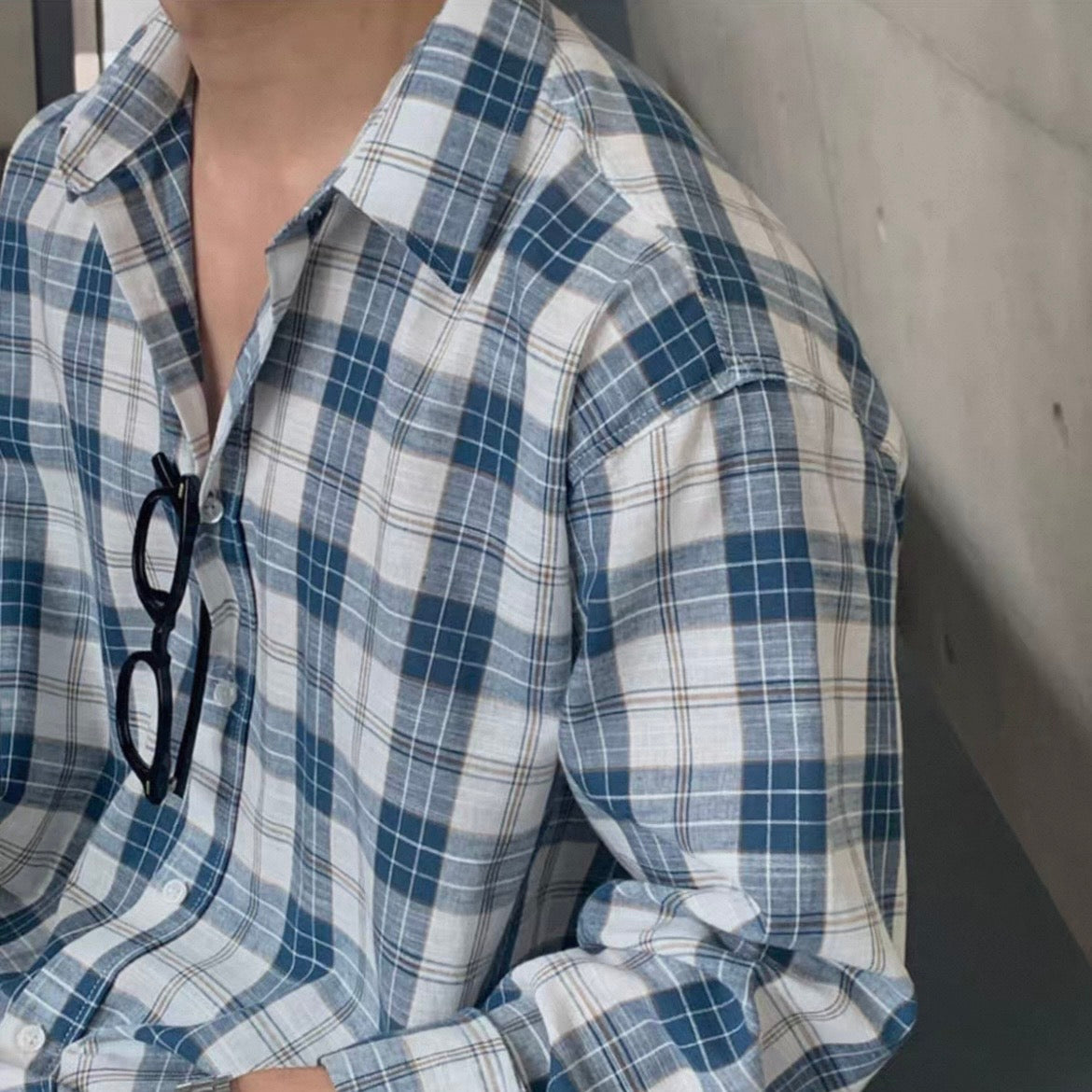 Casual Blue Plaid Shirt