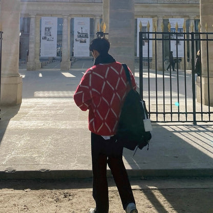 Plaid Knit Sweater for Couples