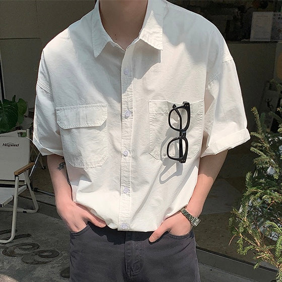 Casual Short-Sleeved White Shirt