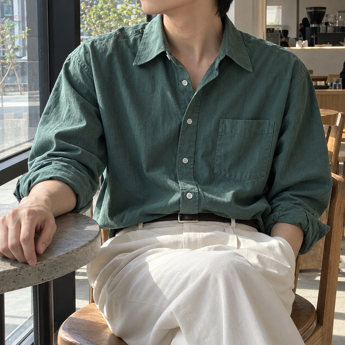 Handsome lapel simple long-sleeved knit