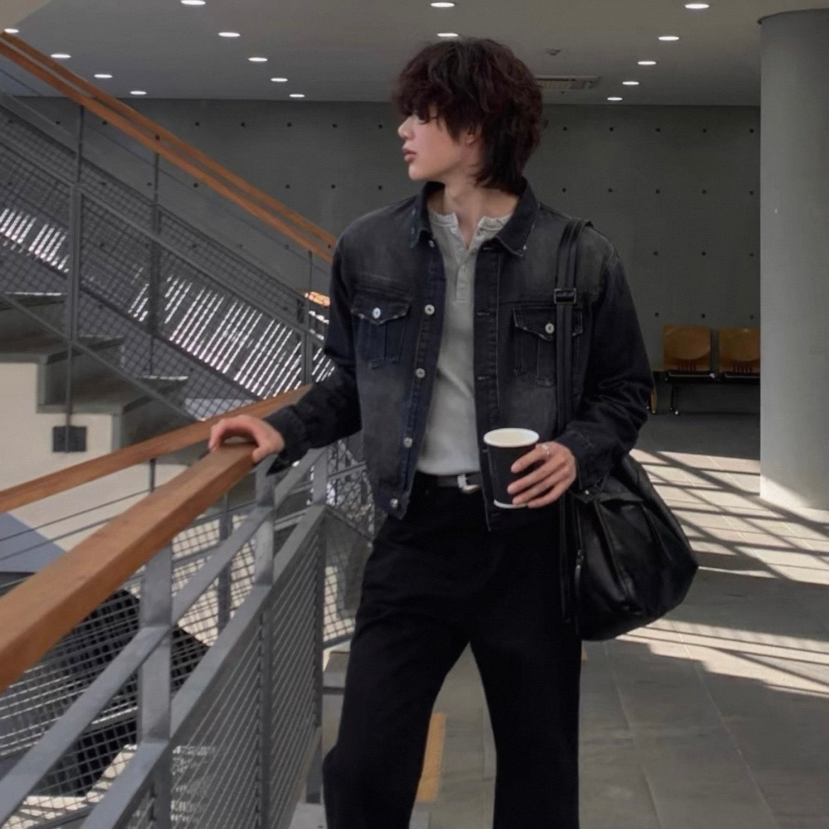 Washed Black Denim Jacket