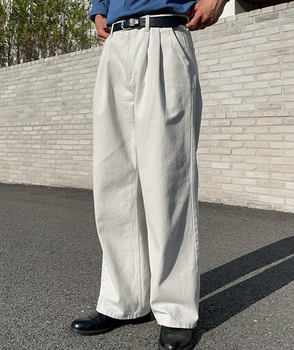 Draped Casual Straight Pants