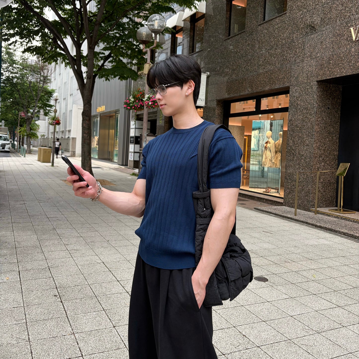 Men's Textured Wool Stripe T-Shirt