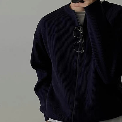 Ribbed Zip-Up Cardigan