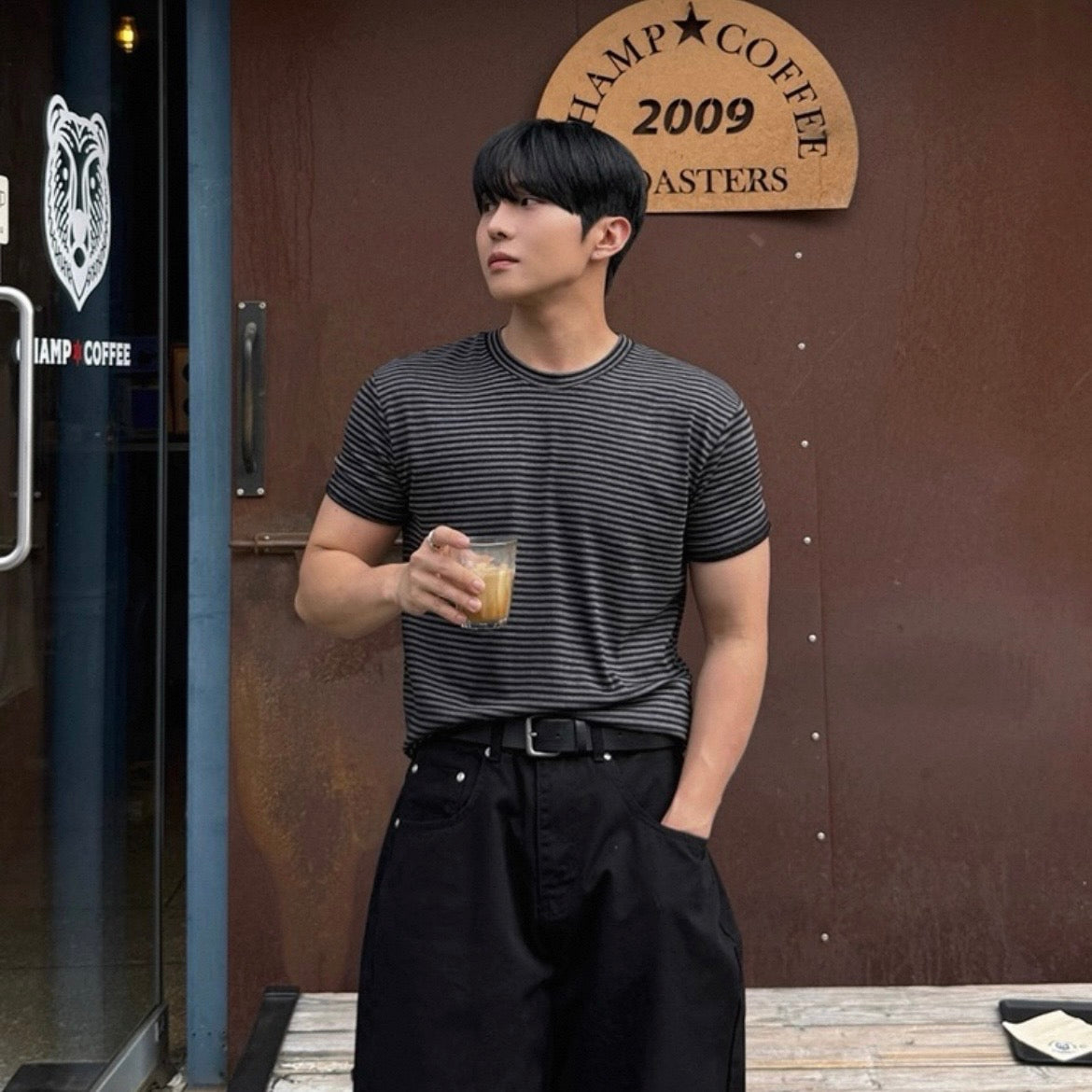 Korean Striped Cotton T-Shirt