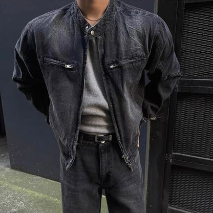 Vintage Wash Collarless Jacket