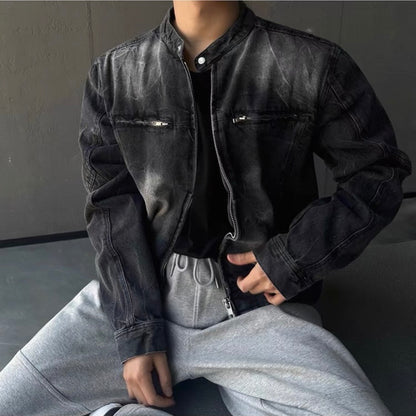 Vintage Wash Collarless Jacket