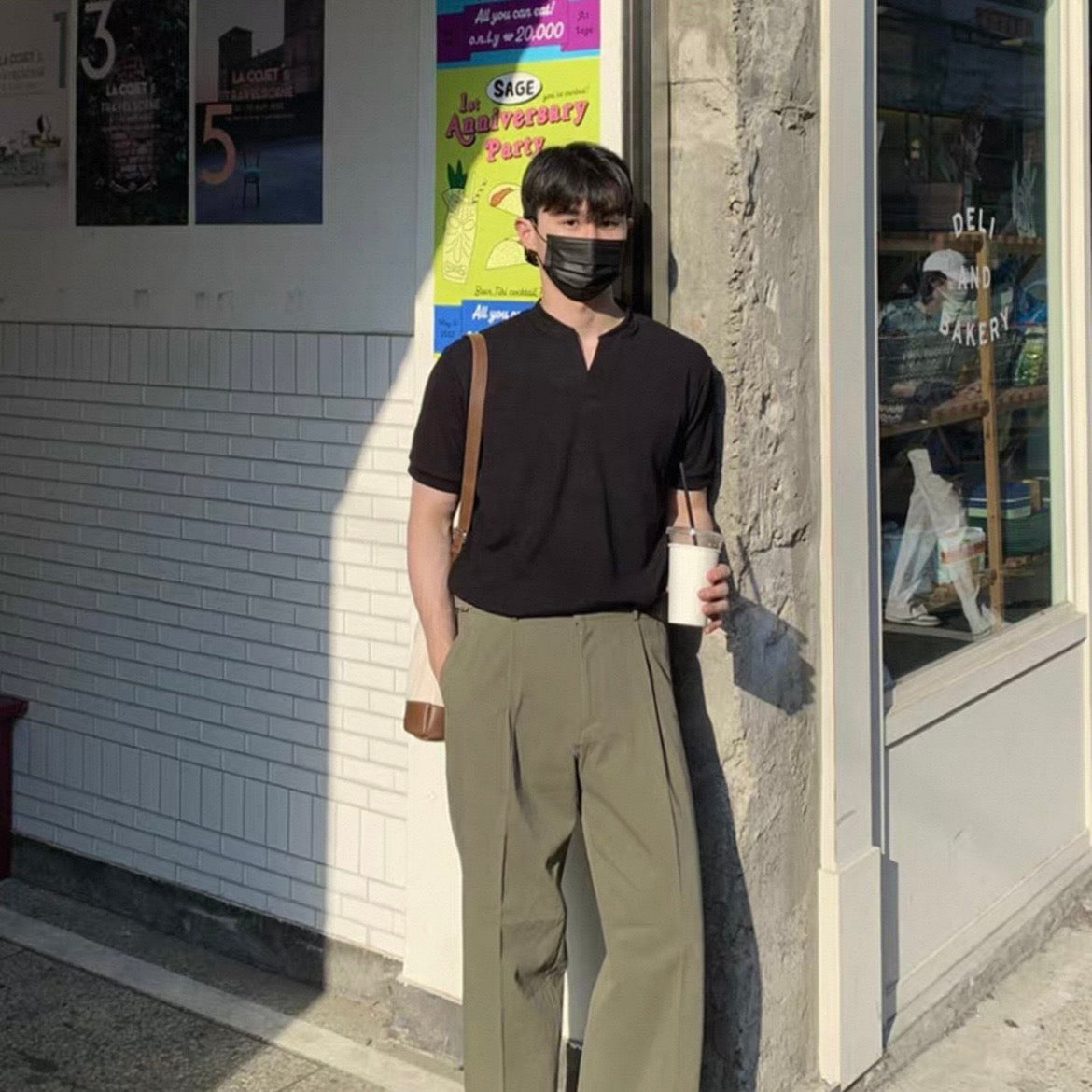 Korean V-Neck Cotton T-Shirt